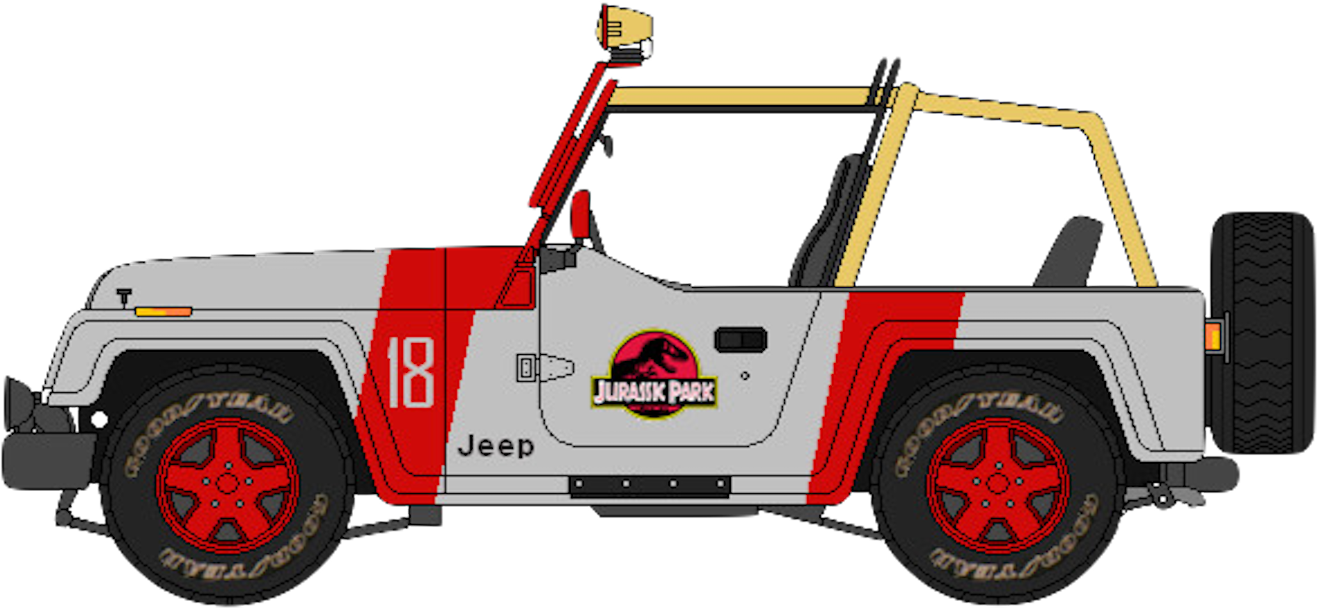 Jurassic Park Themed Jeep Wrangler PNG image