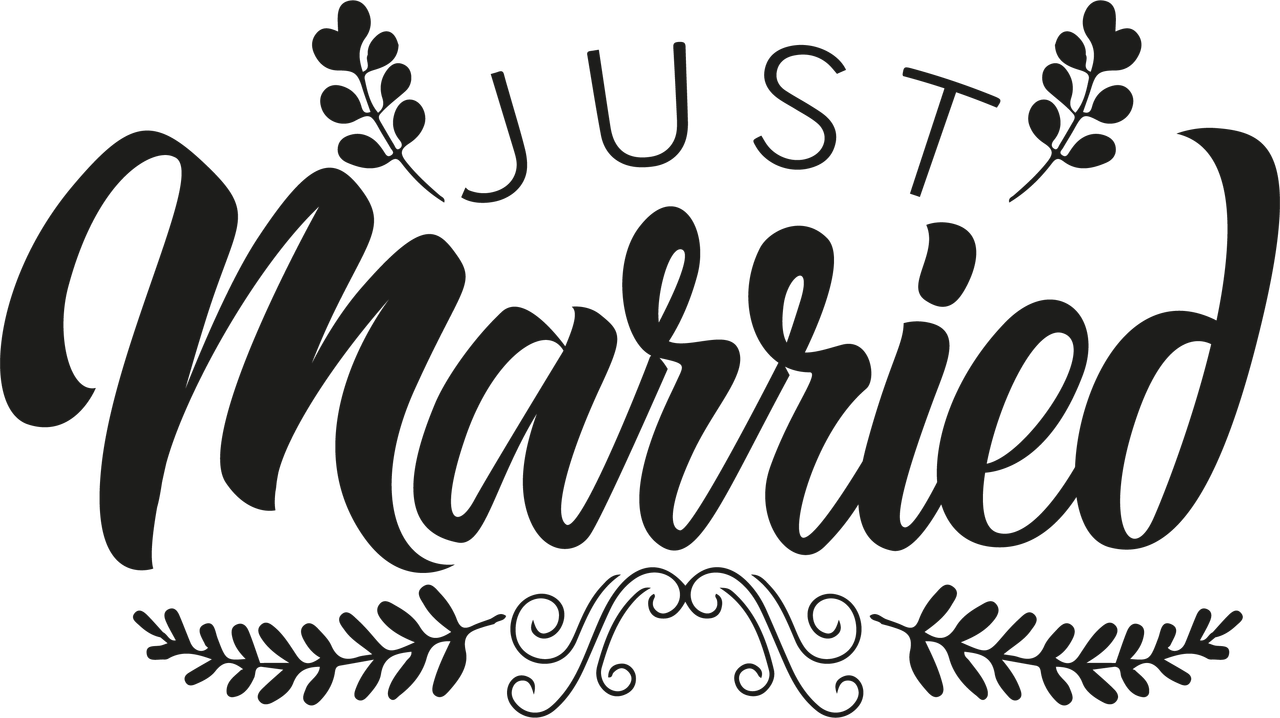 Just Married Calligraphy Design PNG image