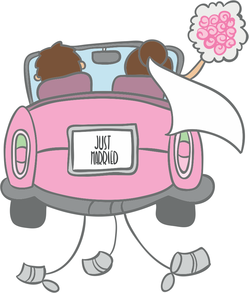 Just Married Car Celebration PNG image