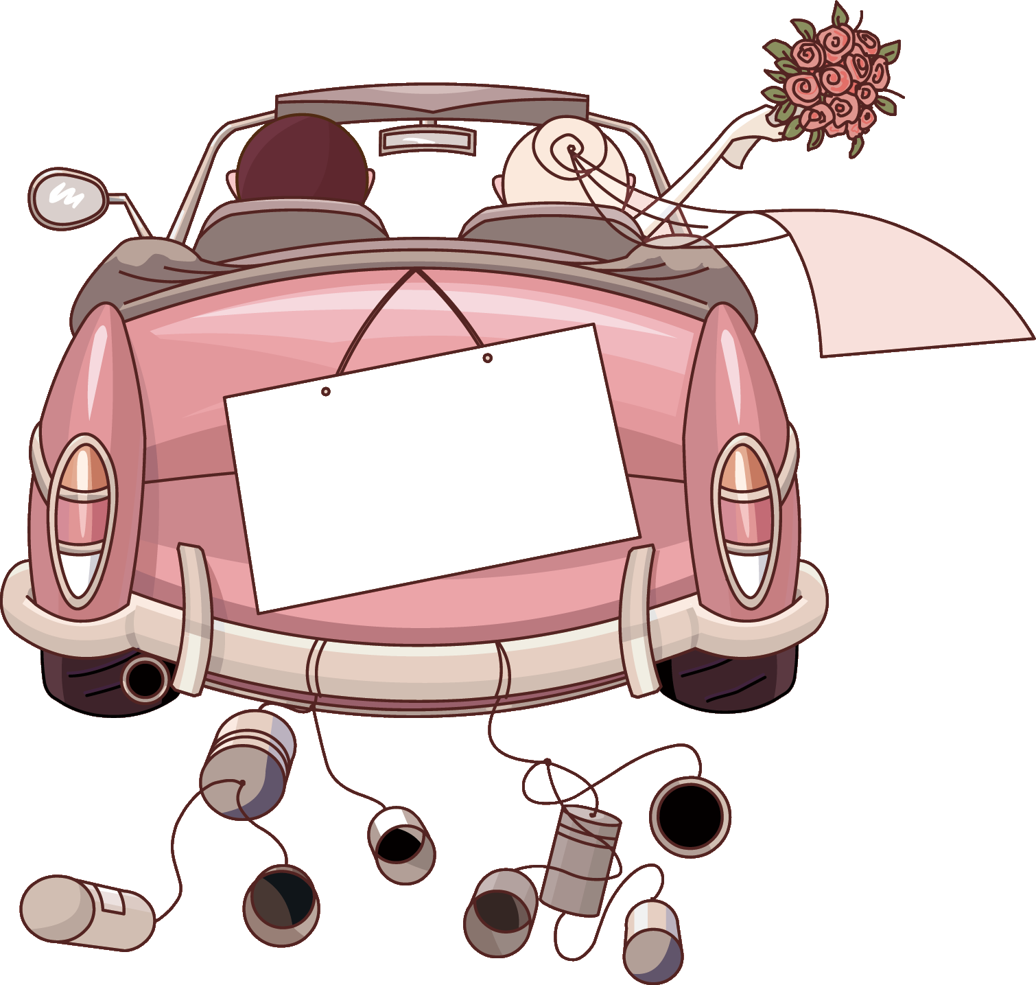 Just Married Car Illustration PNG image