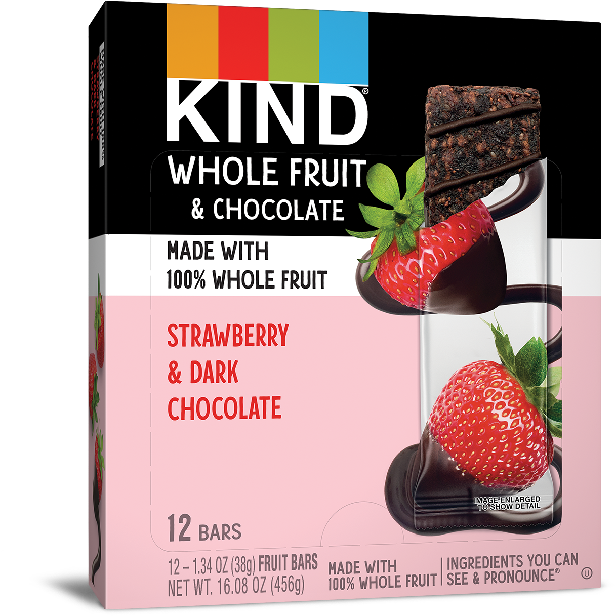 K I N D Whole Fruit Chocolate Strawberry Bars Box PNG image