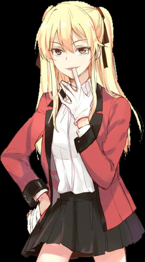 Kakegurui Character Pondering PNG image