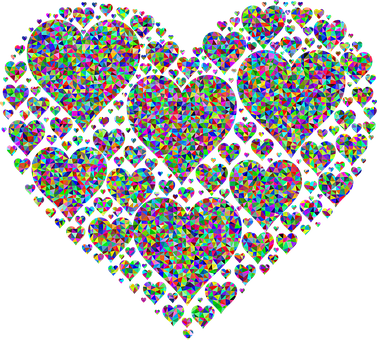 Kaleidoscopic Heart Fractal Art PNG image