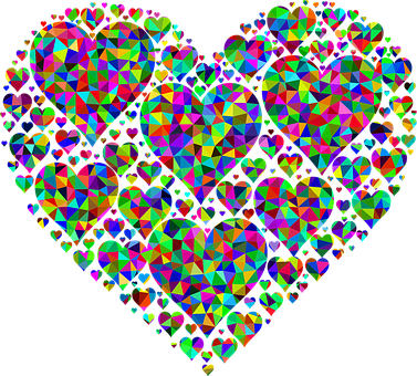 Kaleidoscopic Heart Pattern PNG image