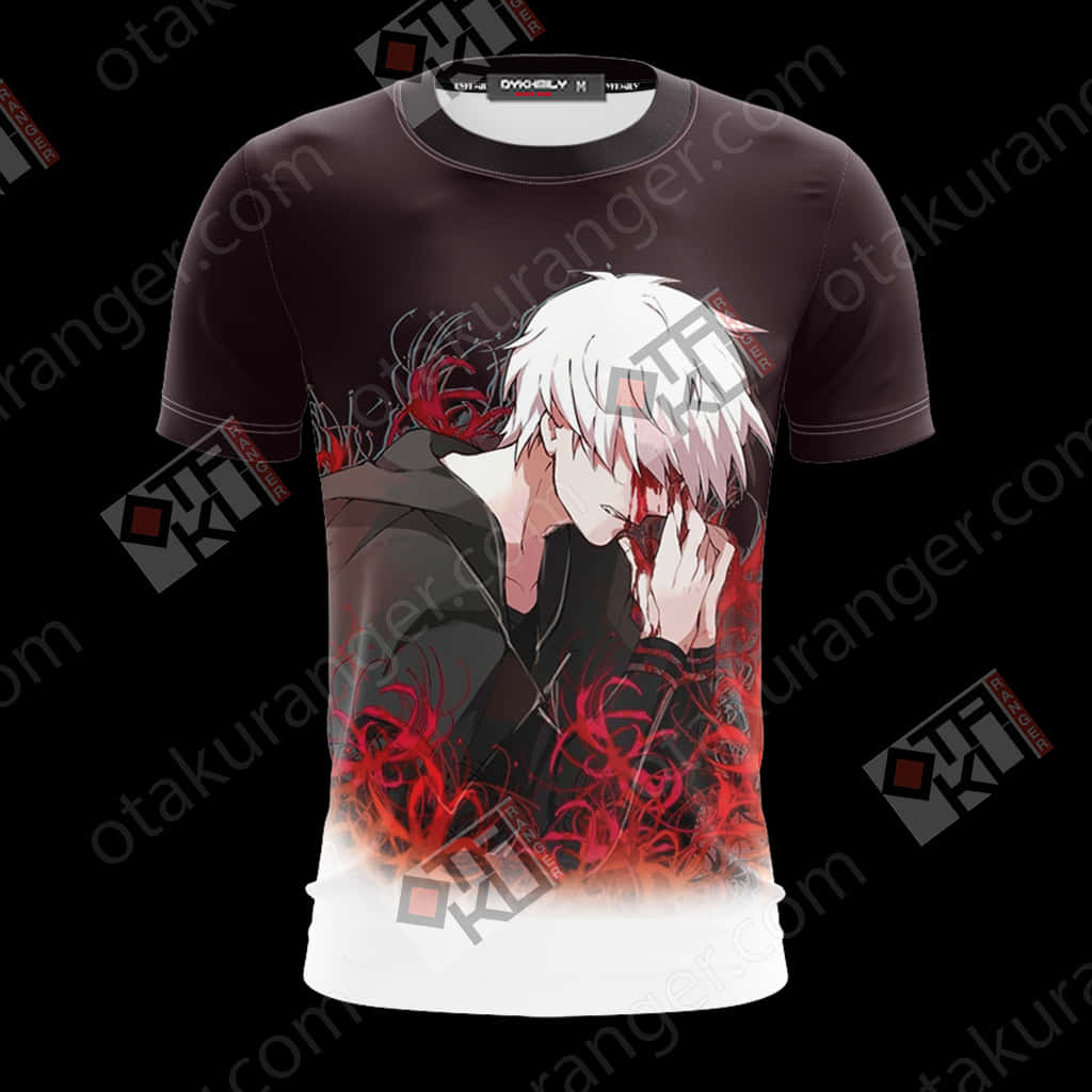 Kaneki Anime Character T Shirt Design PNG image