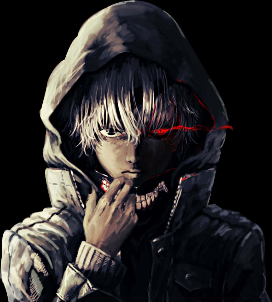 Kaneki Ken Hooded Ghoul Artwork PNG image