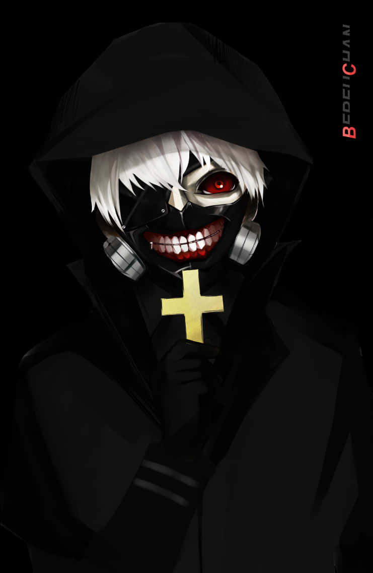 Kaneki Ken Tokyo Ghoul Black Hoodie PNG image