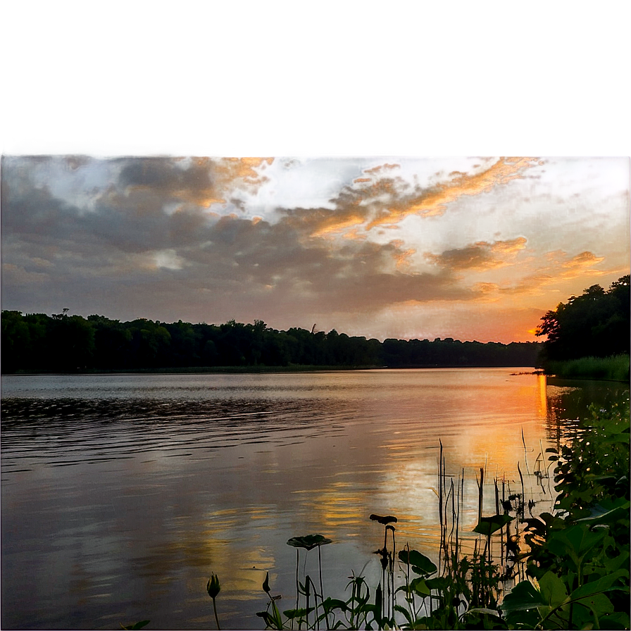 Kansas Beautiful Lakeside Sunset Png Ofc PNG image