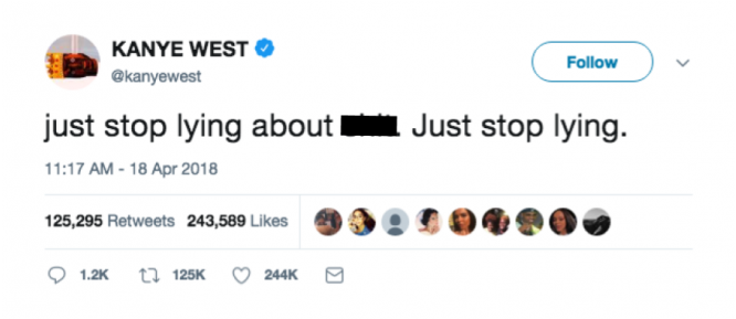 Kanye West Tweet Stop Lying PNG image