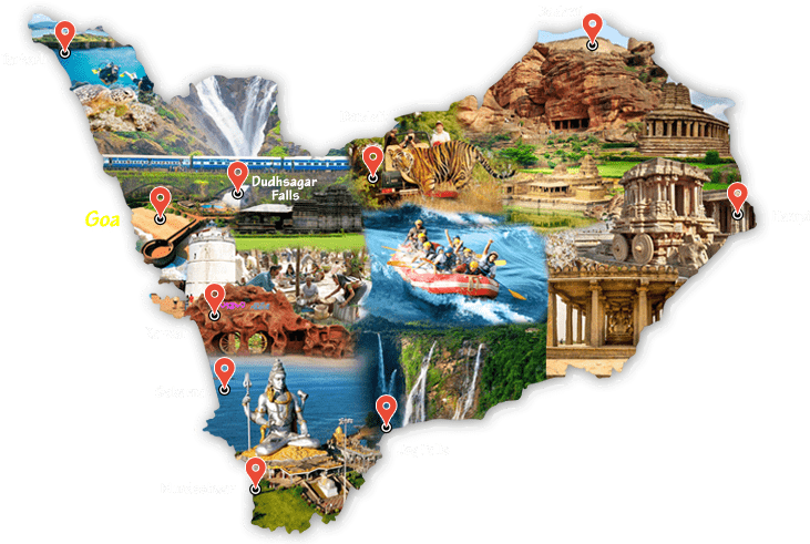 Karnataka Tourist Attractions Map PNG image