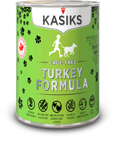 Kasiks Cage Free Turkey Dog Food Can PNG image