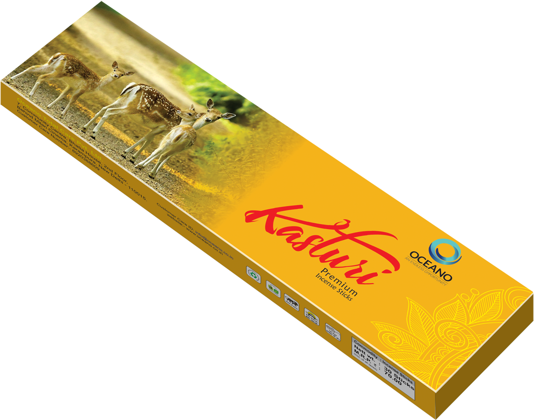 Kasturi Premium Incense Sticks Packaging PNG image