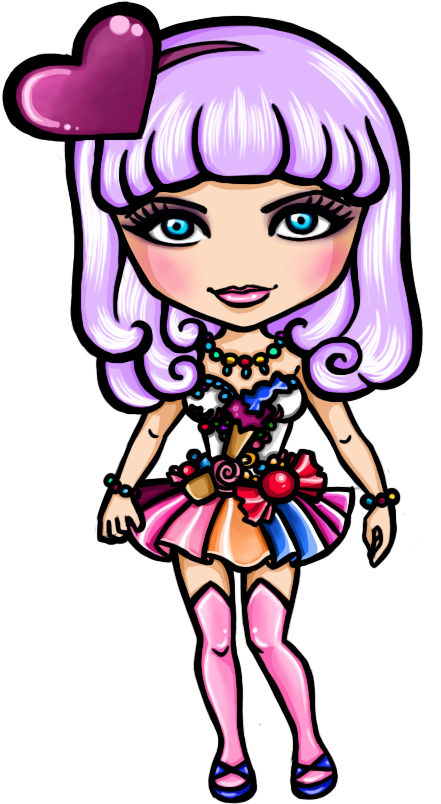 Katy Perry Inspired Cartoon Character PNG image