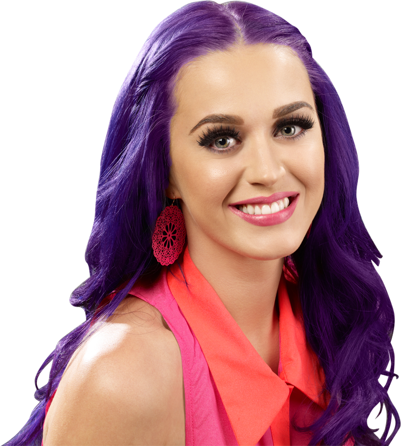 Katy Perry Purple Hair Portrait PNG image