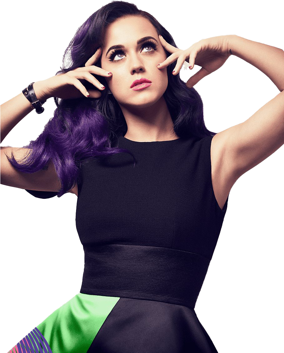 Katy Perry Purple Hair Pose PNG image