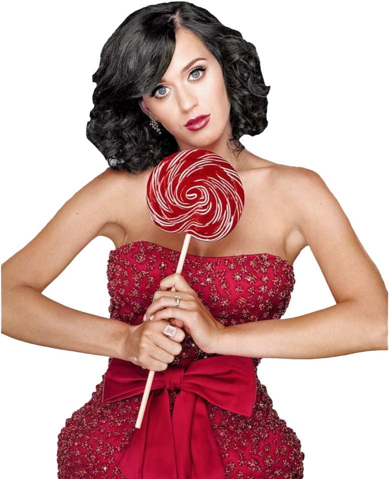 Katy Perry Red Dress Lollipop PNG image