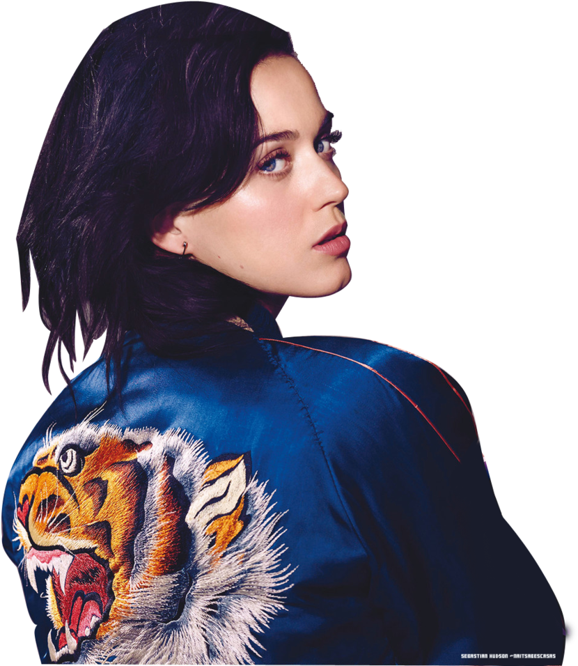 Katy Perry Tiger Jacket Portrait PNG image