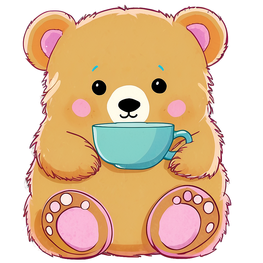 Kawaii Bear And Cup Of Tea Png 06292024 PNG image