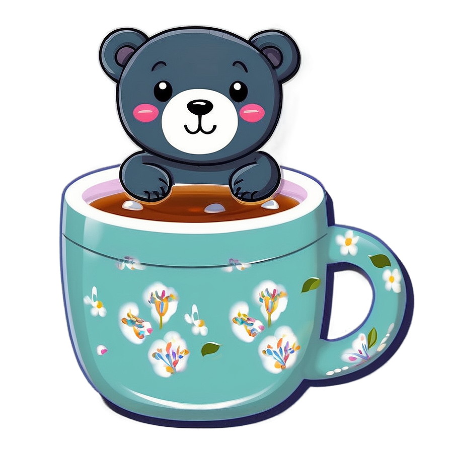 Kawaii Bear And Cup Of Tea Png Nhg4 PNG image