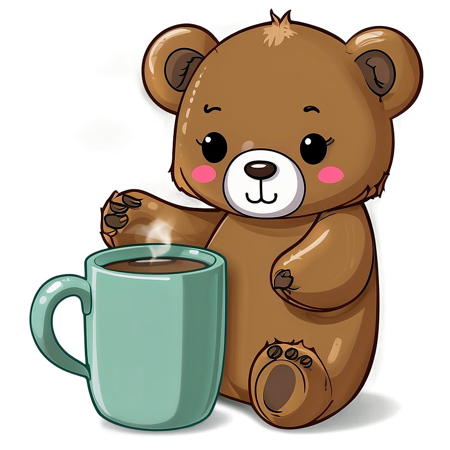 Kawaii Bear And Cup Of Tea Png Uma61 PNG image