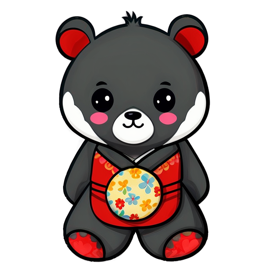 Kawaii Bear In Kimono Png 06292024 PNG image