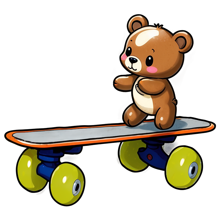 Kawaii Bear On Skateboard Png 06292024 PNG image