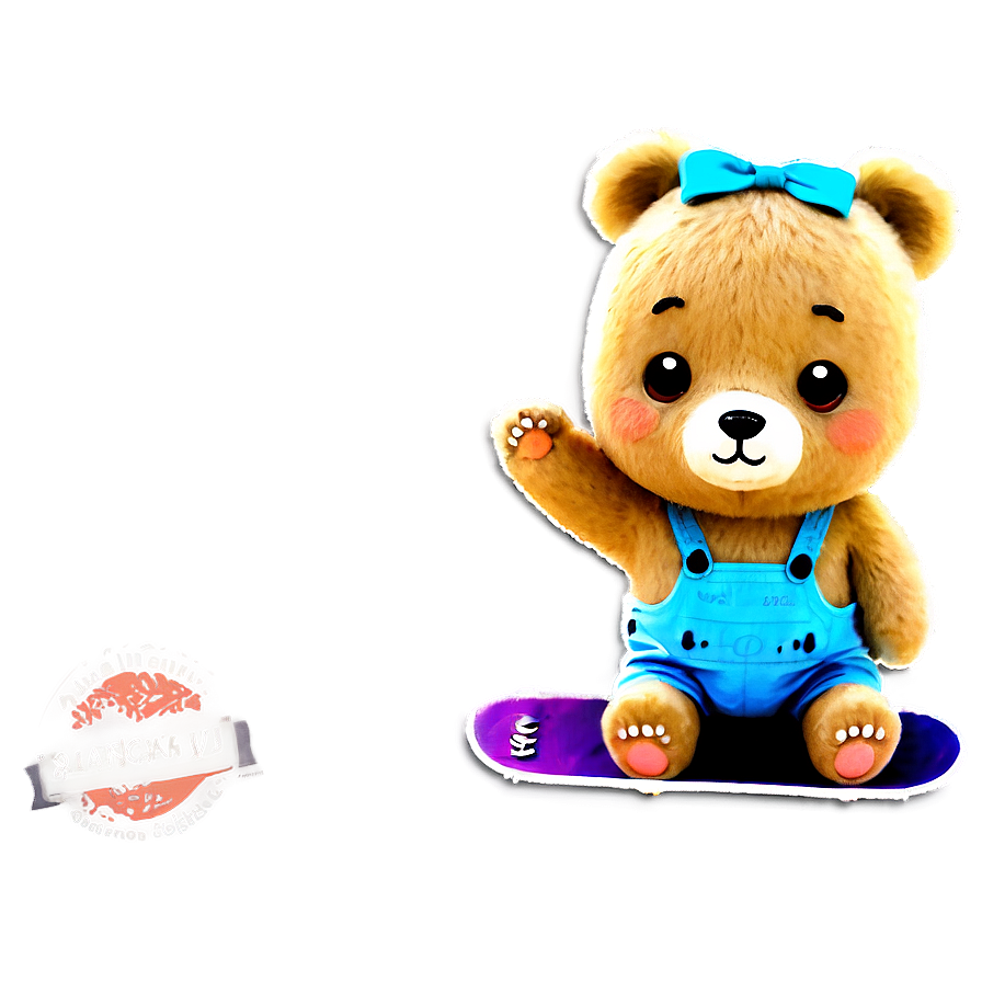 Kawaii Bear On Skateboard Png 06292024 PNG image