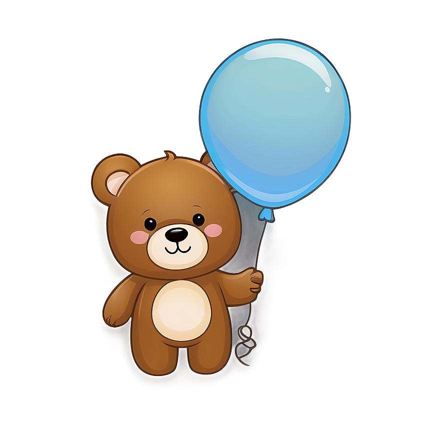 Kawaii Bear With Balloon Png 06292024 PNG image