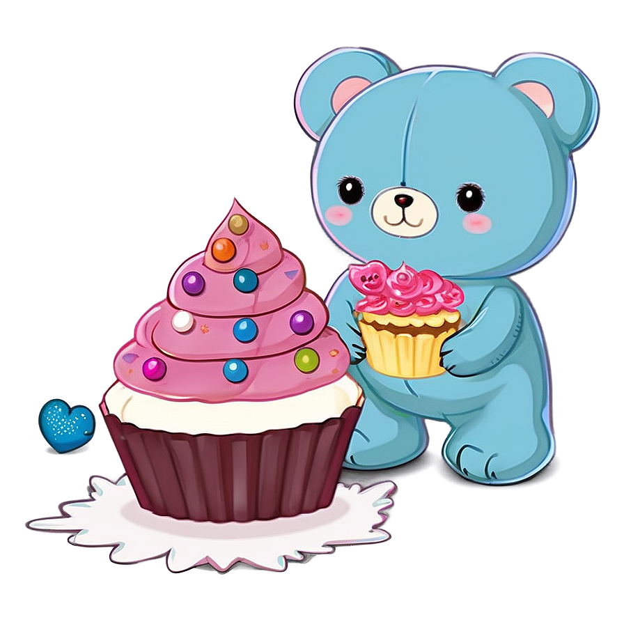 Kawaii Bear With Cupcake Png Hir PNG image