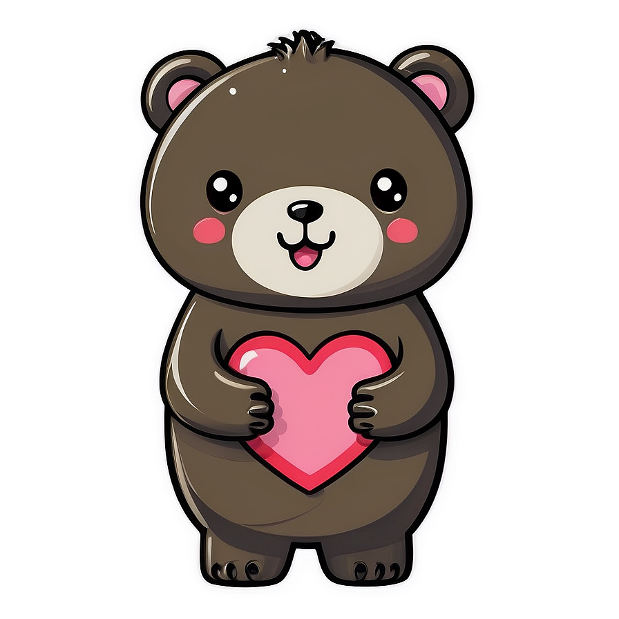 Kawaii Bear With Heart Png 06292024 PNG image