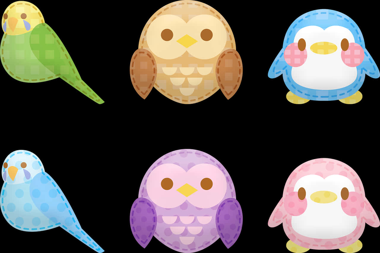 Kawaii Cartoon Birds Collection.jpg PNG image