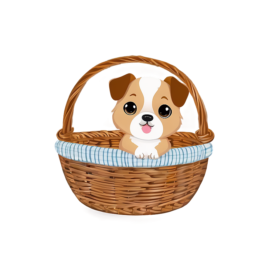 Kawaii Dog In A Basket Png Pjq77 PNG image