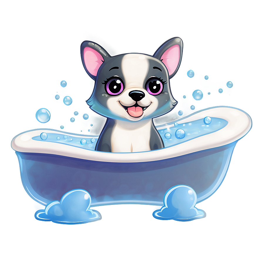 Kawaii Dog In A Bubble Bath Png Bir PNG image