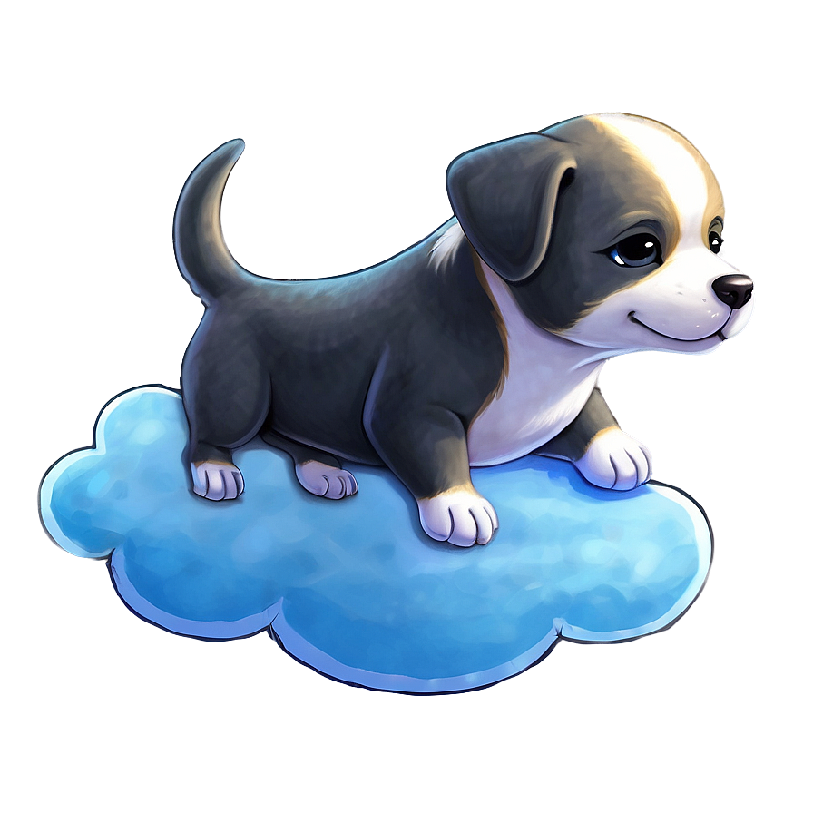 Kawaii Dog On A Cloud Png 06292024 PNG image