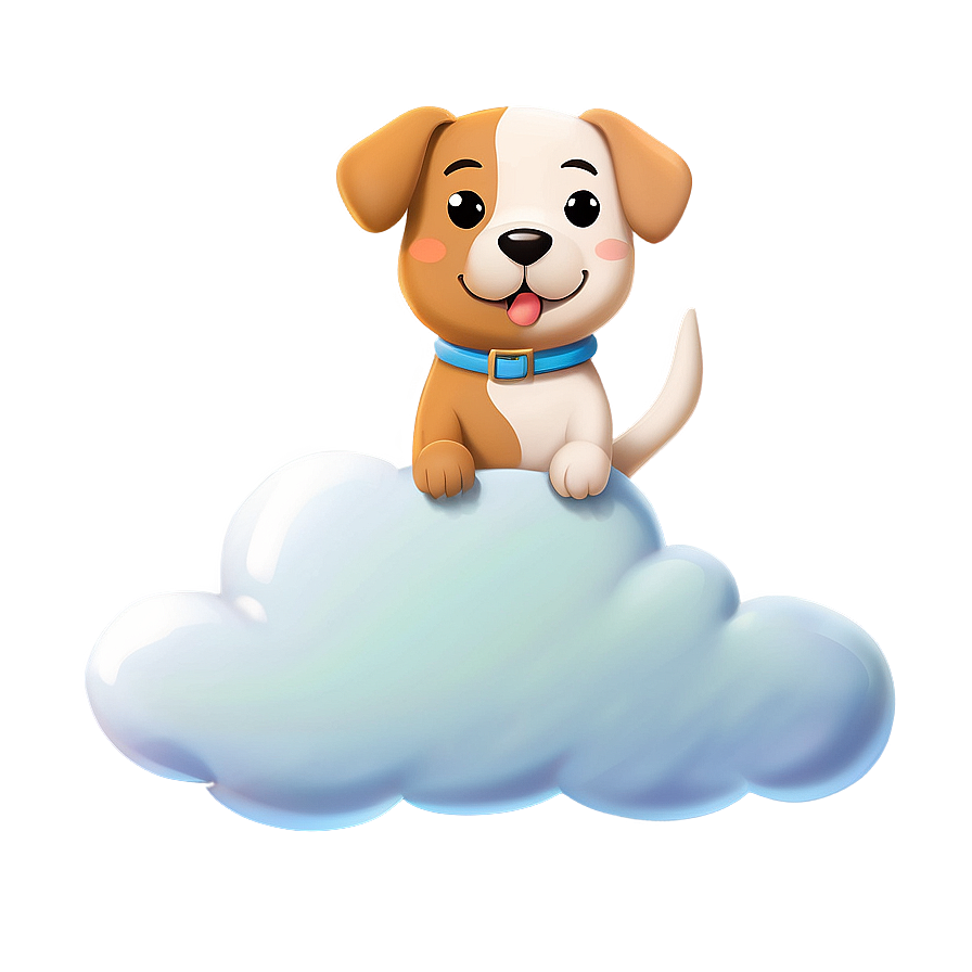 Kawaii Dog On A Cloud Png 06292024 PNG image