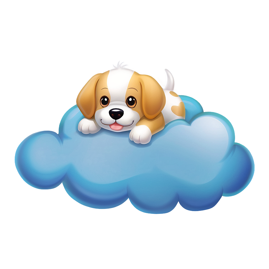 Kawaii Dog On A Cloud Png 06292024 PNG image