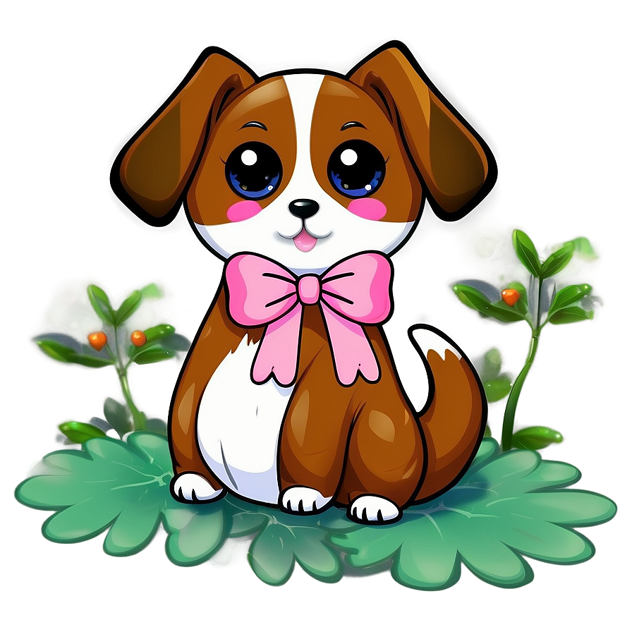 Kawaii Dog With A Bow Png 06292024 PNG image