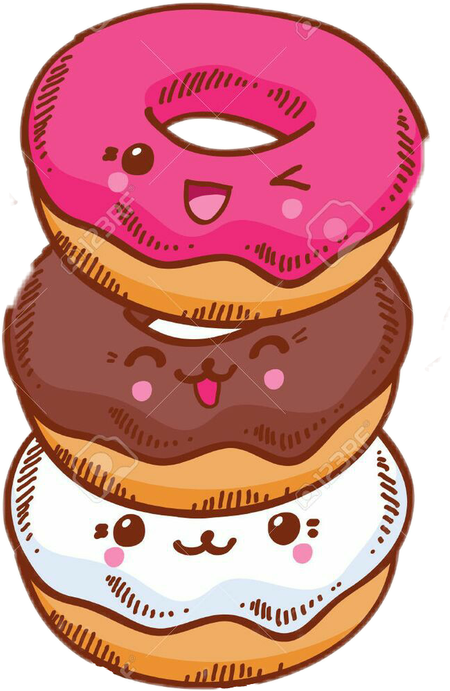 Kawaii Donut Stack Illustration PNG image