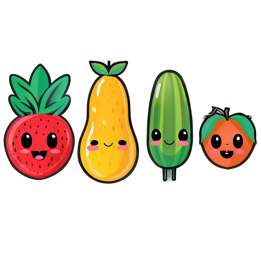 Kawaii Fruit Collection Png 05062024 PNG image