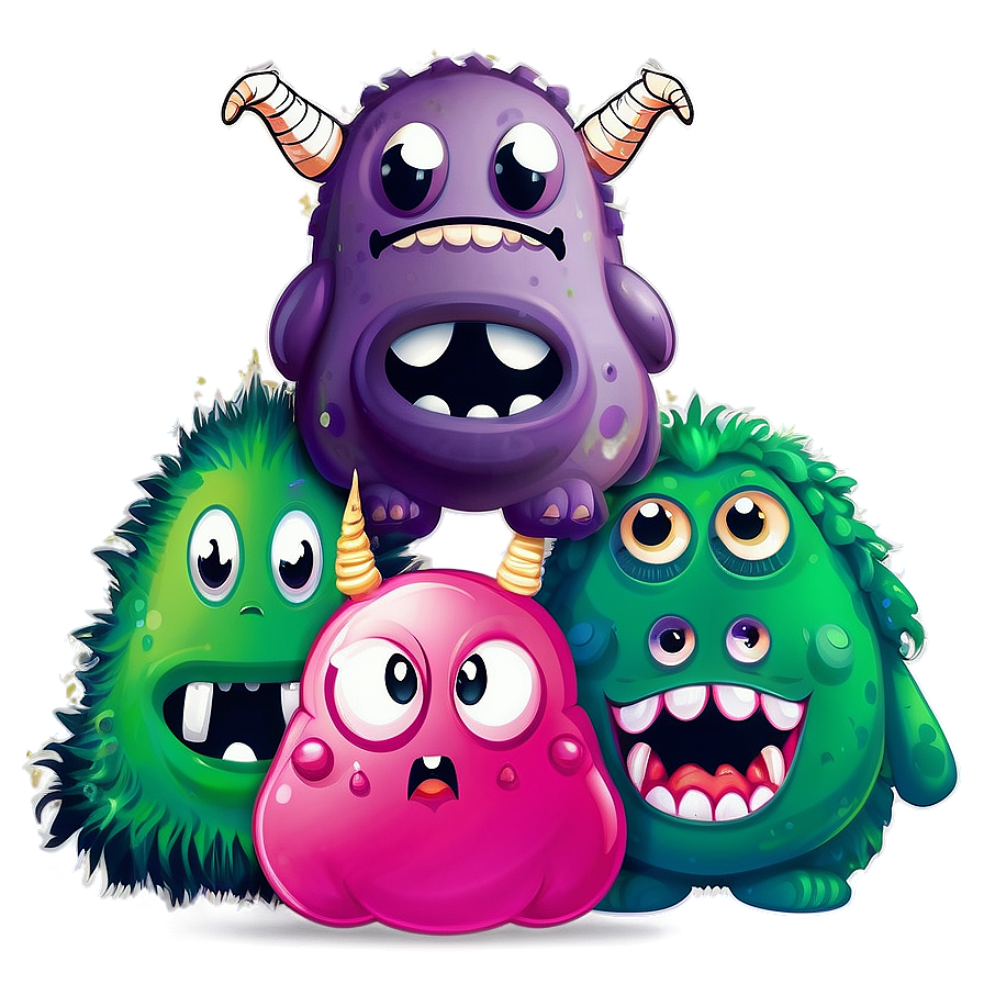 Kawaii Monster Faces Png 05062024 PNG image