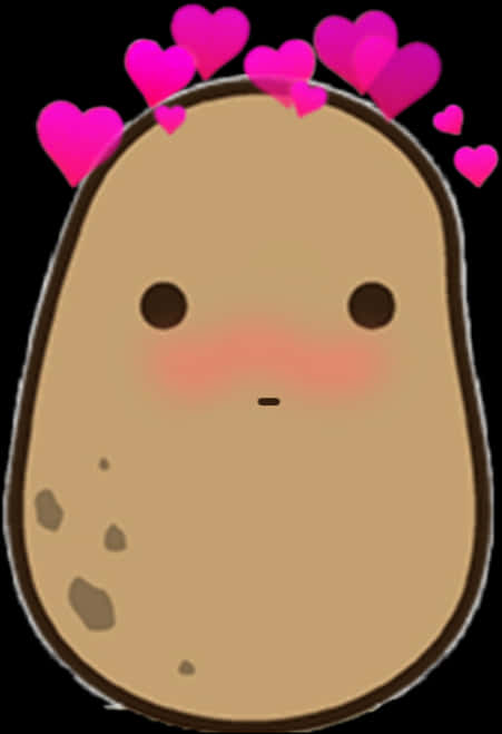 Kawaii Potatowith Hearts Blush PNG image