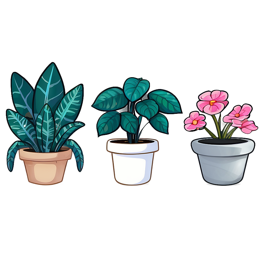 Kawaii Potted Plants Png Aqk43 PNG image