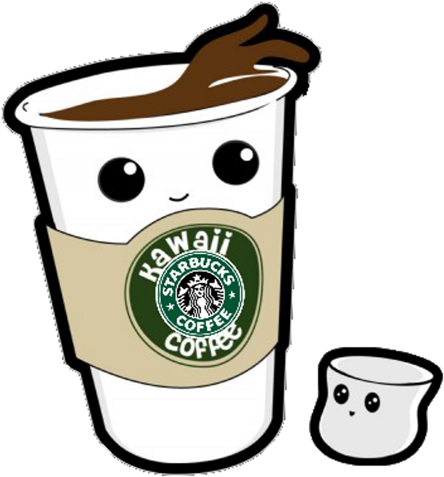 Kawaii Starbucks Coffee Cup Character PNG image