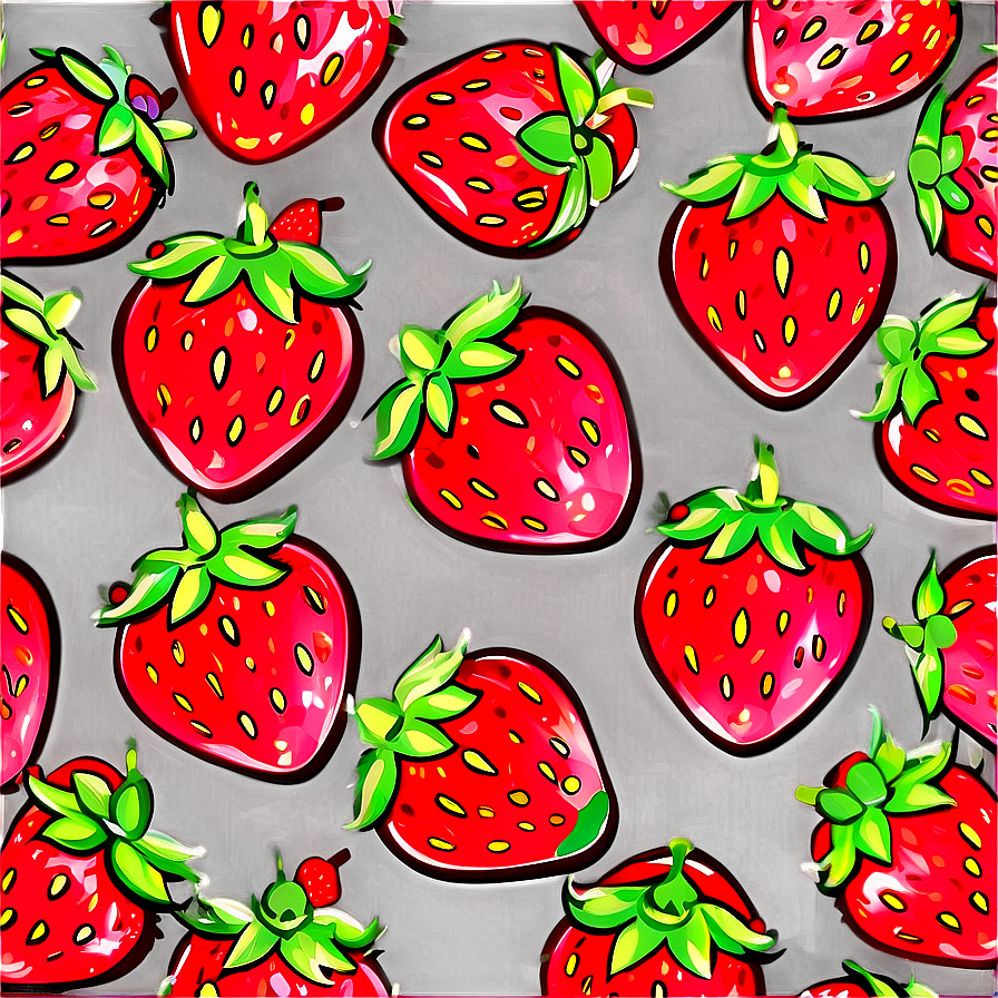 Kawaii Strawberry Art Png 06252024 PNG image