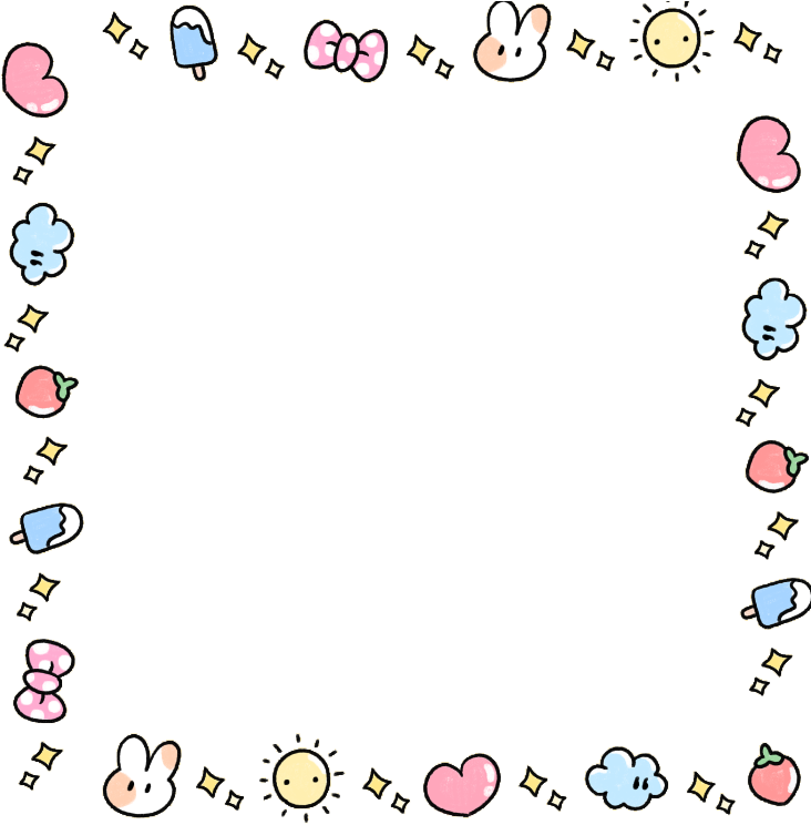 Kawaii Style Decorative Border PNG image