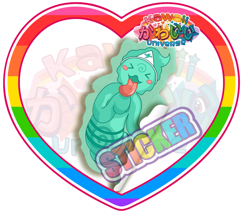 Kawaii Universe Cute Green Creature Sticker PNG image