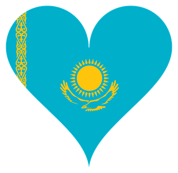 Kazakhstan Flag Heart Shape PNG image