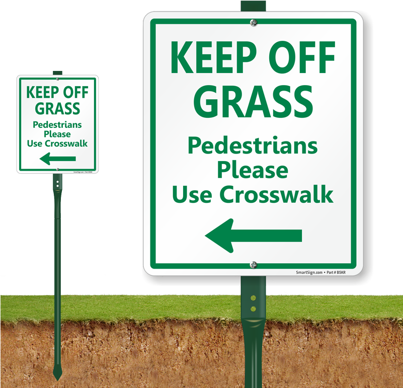 Keep Off Grass Signwith Arrow PNG image