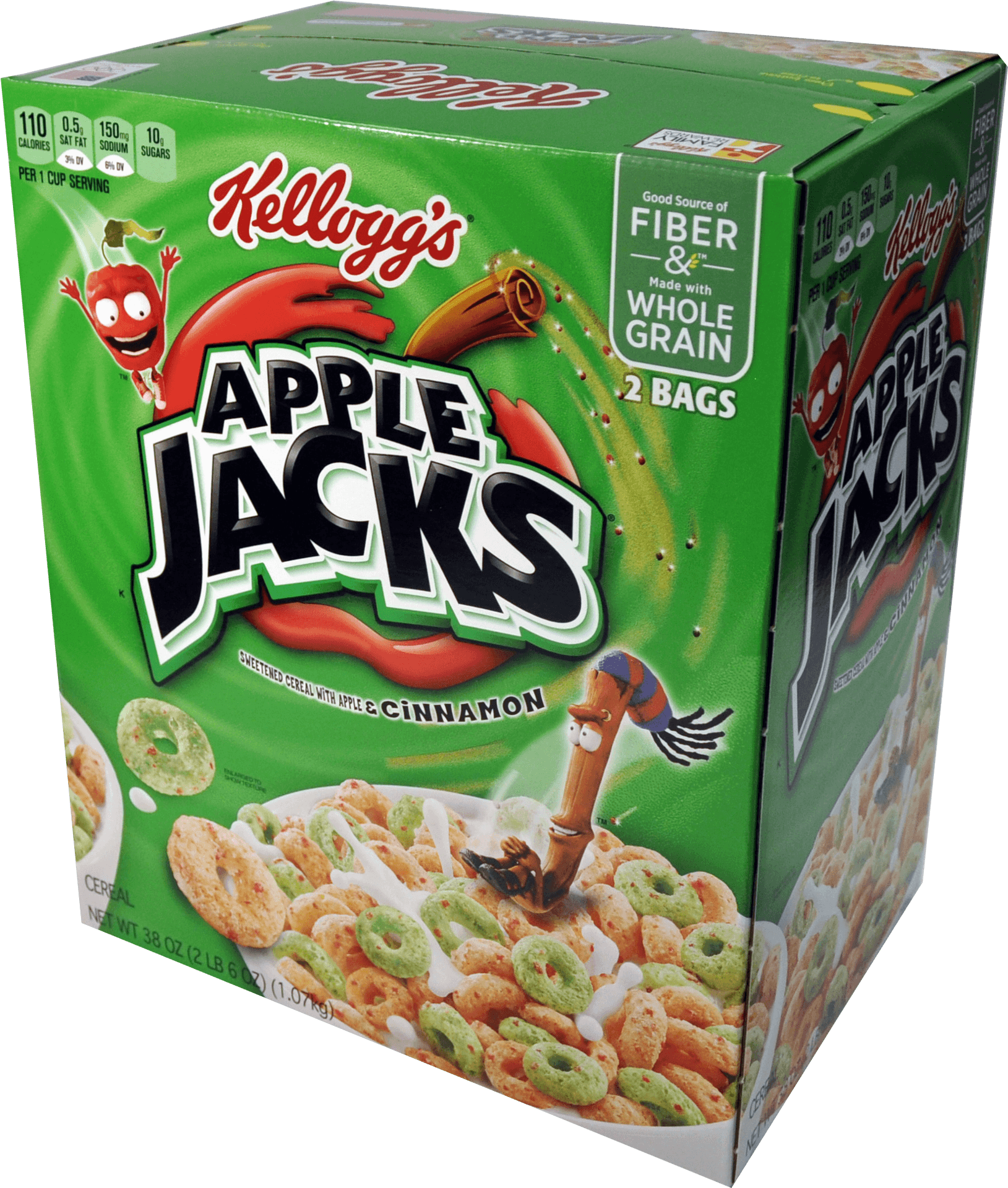 Kelloggs Apple Jacks Cereal Box PNG image