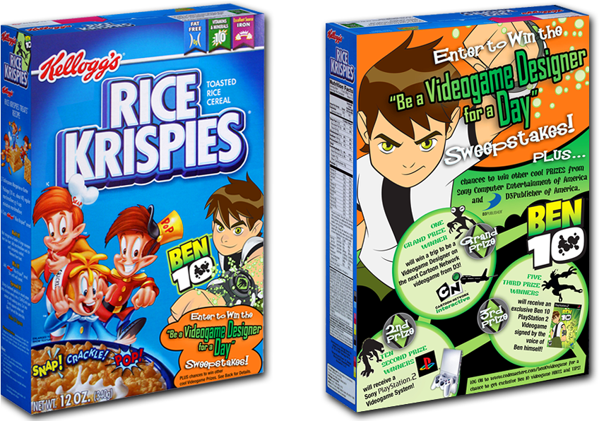 Kelloggs Rice Krispies Ben10 Sweepstakes Cereal Box PNG image